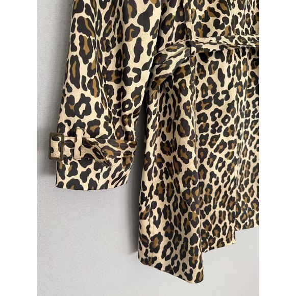 Joan Rivers Leopard Trench Coat Jacket Double Breasted Belted Rain Resistant SzM - Picture 9 of 13